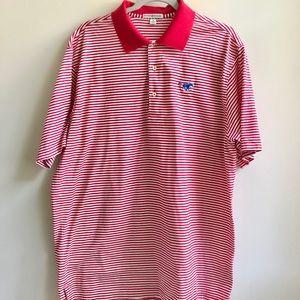 Peter Millar | Red Striped SMU Mustangs Polo Shirt